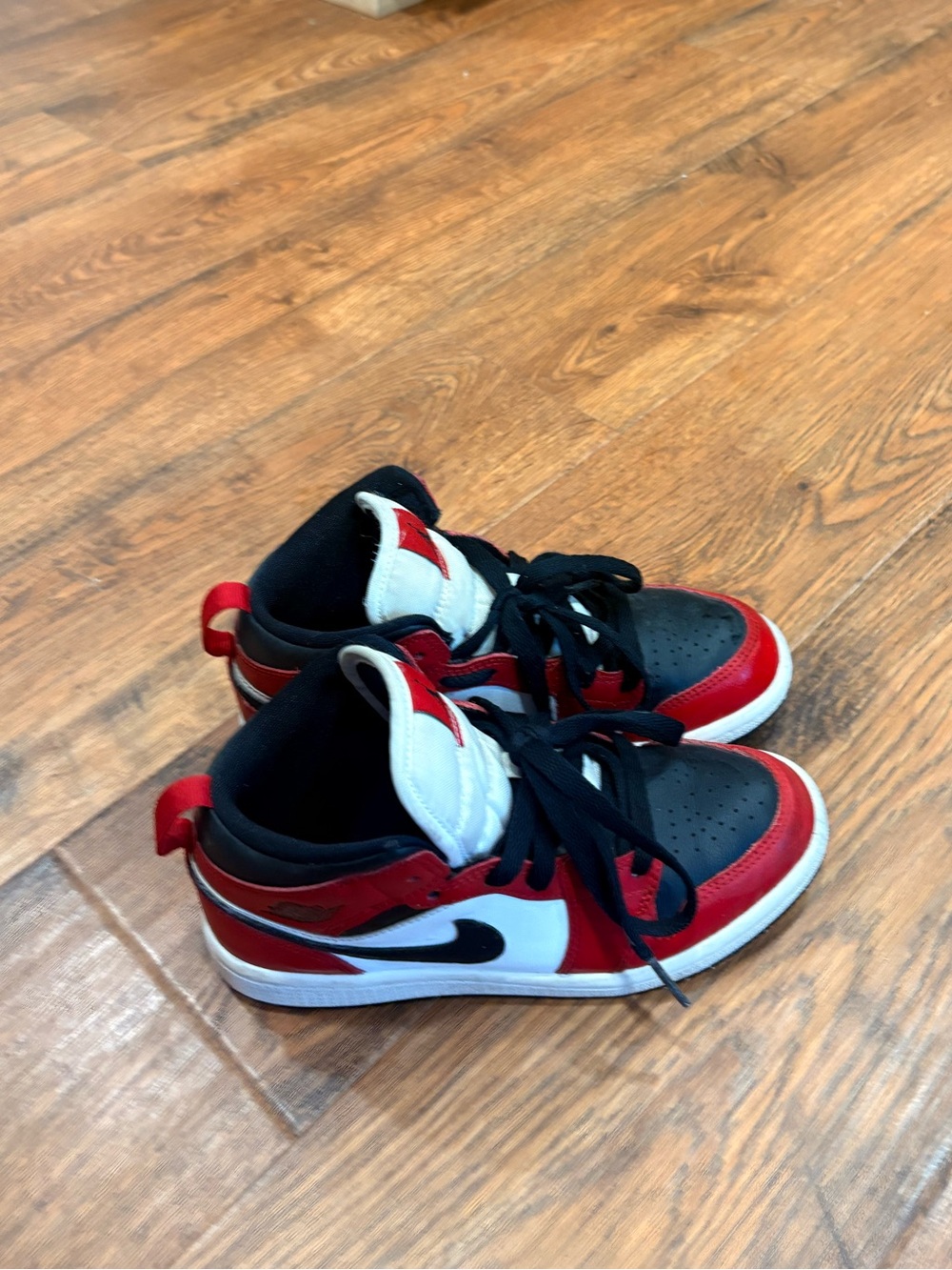 Kids Red, Black & White Jordans